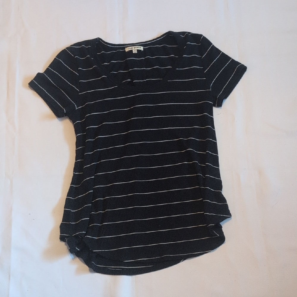 Madewell Blue and White Striped Short Sleeve Tee